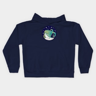 Pisces girl with green hair Kids Hoodie